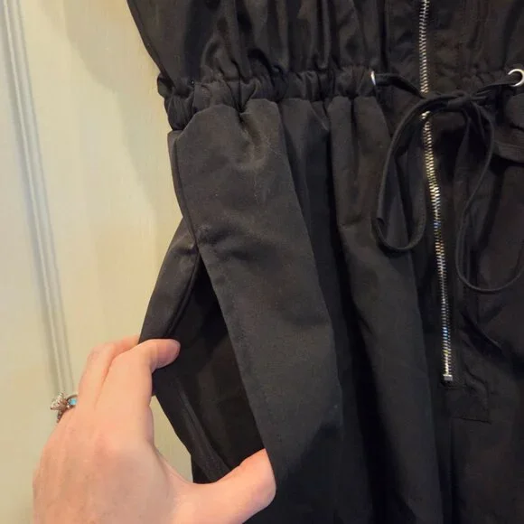 Lightweight Dressy Poly-Blend Overalls Black Jumpsuit Adjustable L - Picture 6 of 9